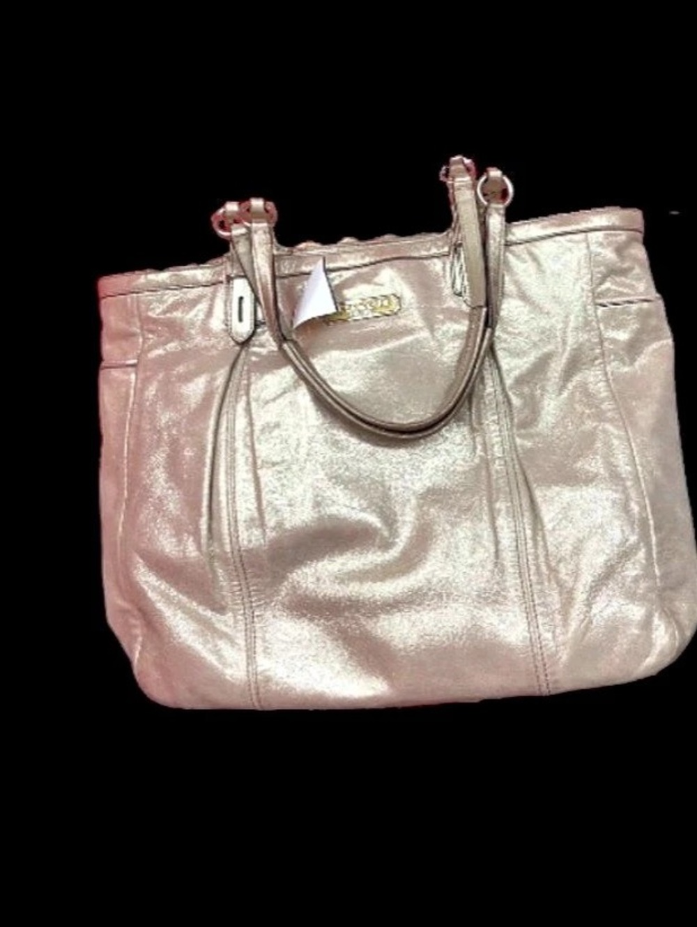 Coach Metallic Tote Handbag Bag in Cream Champagne Vintage